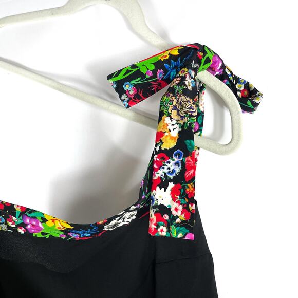 ETRO Floral Pants Set Black Silk 2pc One Shoulder Top Wide Leg Sz 42 IT / M - Picture 6 of 15